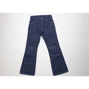 Vintage 60s 70s Streetwear Boys 16 Faded Wide Leg Bell Bottoms Denim Jeans USA